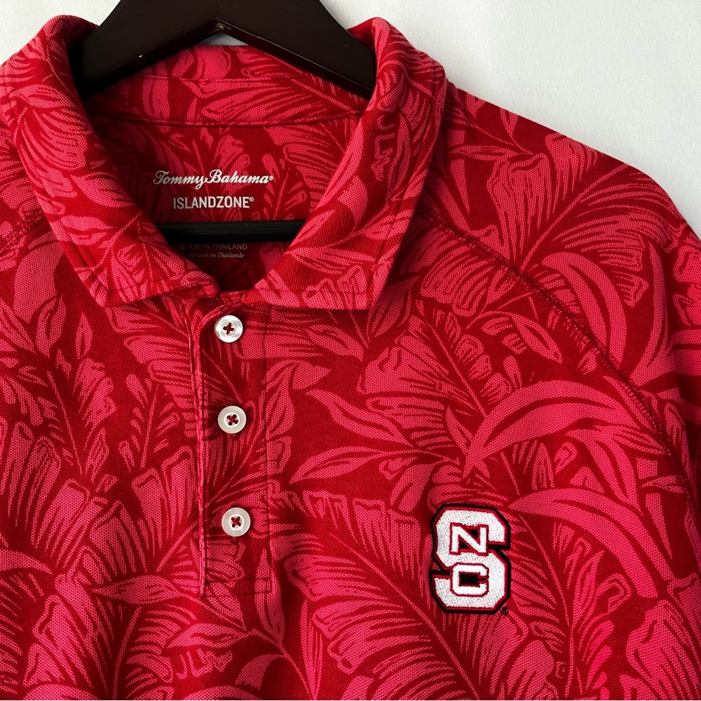 Tommy Bahama Red Tropical Leaf Print Polo